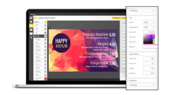 macbook zeigt die digital signage software viewneo