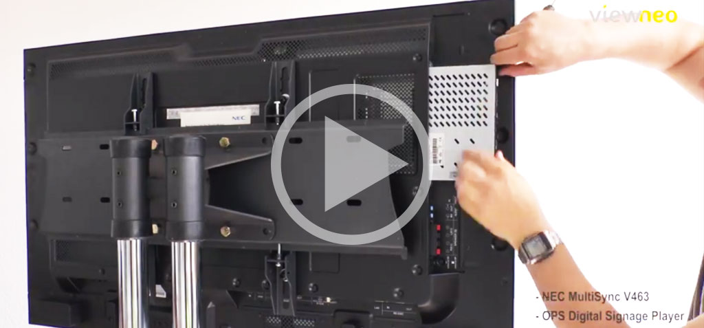 NEC large format digital signage Monitor with integrated OPS player and viewneo digital signage software