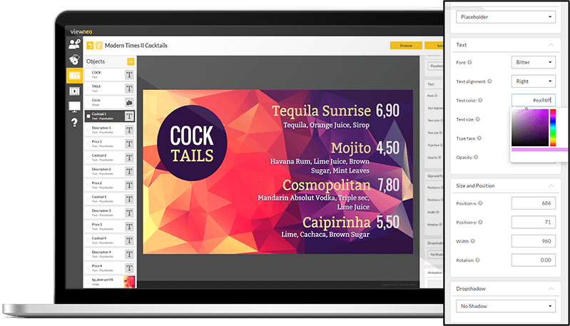 macbook displaying viewneo digital signage software cms